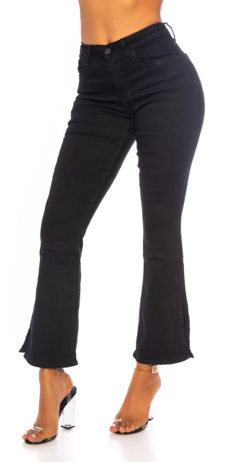 bootcut jeans met split zwart